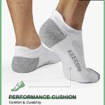 KEECOW Performance Comfort No Show Ankle Cushion Socks For Men & Women, Athletic, Tab, Short, Socks For Running, Walking, Outdoor (Large, White (6 Pairs))