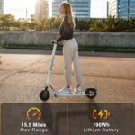 Caroma Electric Scooter, 15.5MPH & 250W Motor, 15.5 Miles Range, Foldable Portable Commute Electric Scooter Adults, Anti-Puncture Tires, E Scooter with LED Display and Dual Braking System(White)