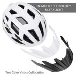 Adult-Men-Women Bike Helmet with Light – Mountain Road Bicycle Helmet with Replacement Pads & Detachable Visor