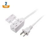 [UL Listed] Cable Matters 2-Pack 16 AWG 2 Prong Extension Cord 6 ft, 13A 3-Outlet Extension Cords with Tamper Guard, 13 Amp, 1625 Watts, White