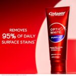 Colgate Optic White Purple Toothpaste for Teeth Whitening, Teeth Whitening Toothpaste with Fluoride, Helps Remove Surface Stains and Polishes Teeth, Enamel-Safe for Daily Use, Mint Paste, 4.2 oz