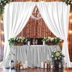 Joydeco White Backdrop Curtains for Parties, Photography Backdrop Drapes for Wedding Decorations Birthday, Wrinkle Free Polyester 5ft x 8ft Fabric Drape 2 Panels with Rod Pockets