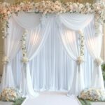 White Backdrop Curtain for Parties Wedding Wrinkle Free White Photo Curtains Backdrop Drapes Fabric Decoration for Baby Shower 5ft x 8ft,2 Panels