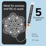 Zenacolor 5 White Paint Pen – Fine Tip for Precision – White Paint Marker Ideal for Rock Painting, Canvas, Wood, Glass