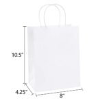 BagDream Gift Bags 8×4.25×10.5 100Pcs Kraft Paper Bags with Handles Bulk, White Gift Bags Medium Shopping Retail Merchandise Wedding Party Favor Bags, Paper Grocery Bags Sacks Recyclable