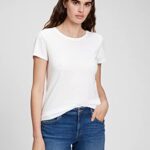 GAP Womens 2-Pack Crewneck Favorite Tee T-Shirt, White Global, Medium Petite US