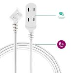 Philips 3-Outlet Extension Cord with Multiple Outlets, 6 Ft Flat Plug Extension Cord, Indoor Extension Cord with Safety Slide, Short Extension Cord, 2 Prong White Extension Cord ETL Listed SPS3613W/37