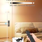 luckystyle LED Floor Lamp for Living Room, Dimmable Standing Lamps with Foot Switch,Remote Custom Color Temperature White Pole Lamp with Lampshade,12W Led Bulb Tall Lamps for Bedroom Office Kid Room