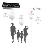 PartyWoo White Balloons, 140 pcs Matte White Balloons Different Sizes Pack of 18 Inch 12 Inch 10 Inch 5 Inch White Balloons for Balloon Garland or Balloon Arch as Birthday Party Decorations, White-Y13