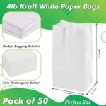 Perfect Stix 4lb Kraft White Paper Bags – Pack of 50 Count (Kraft White Bag 4lb-50CT) White in Color.