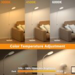 Lanonany LED Floor Lamp, Height Adjustable Floor Lamps for Living Room, Super Bright Standing Lamp with Timer, Adjustable Colors & Brightness Floor lamp for Bedroom with Remote & Touch Control, White