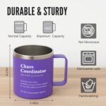 NOWWISH Christmas Gifts for Women Boss Coworker Teacher Friend – Chaos Coordinator Mug – White Elephant, Birthday, Funny Gifts for Women, 14oz Purple