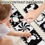 High Contrast Baby Toys, Black and White Newborn Toys for Brain Development, Soft Baby Books, Infant Sensory Toys 0-6-12 Months, Tummy Time Toys, Visual Stimulation Montessori Toy Gift